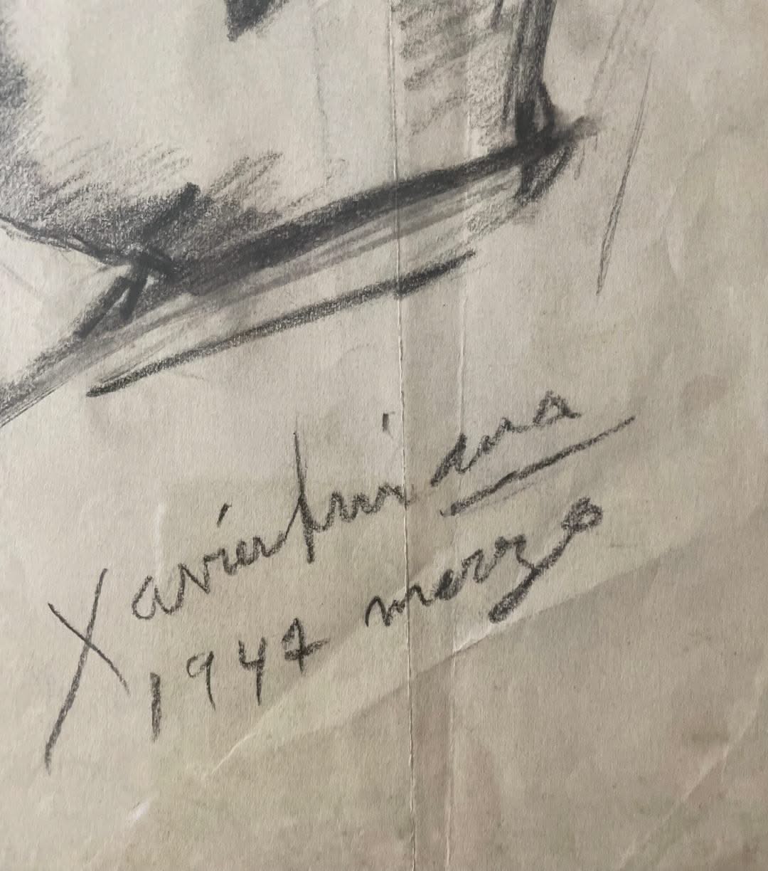 Xavier Amiama (1910-1969) 10.25"x8" UNTITLED 1947 Pencil & Ink on Paper Framed Drawing Framed #21-3-96MFN