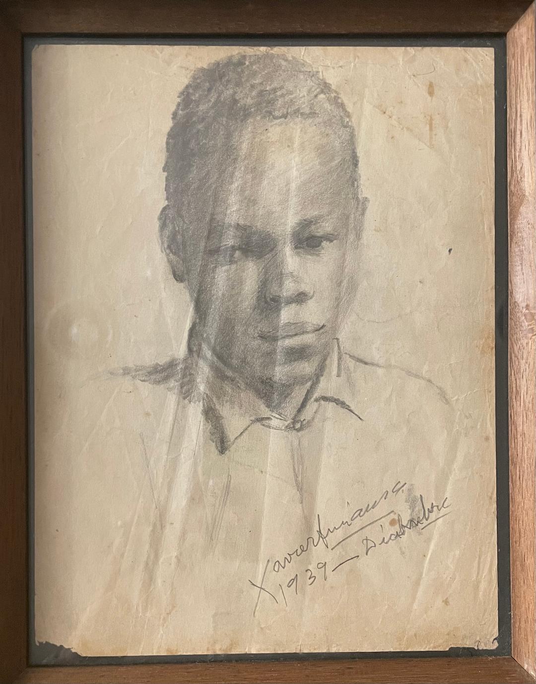 Xavier Amiama (1910-1969) 10.5"x7" El comulgante 1939 Dibujo a lápiz y tinta sobre papel #1MFN