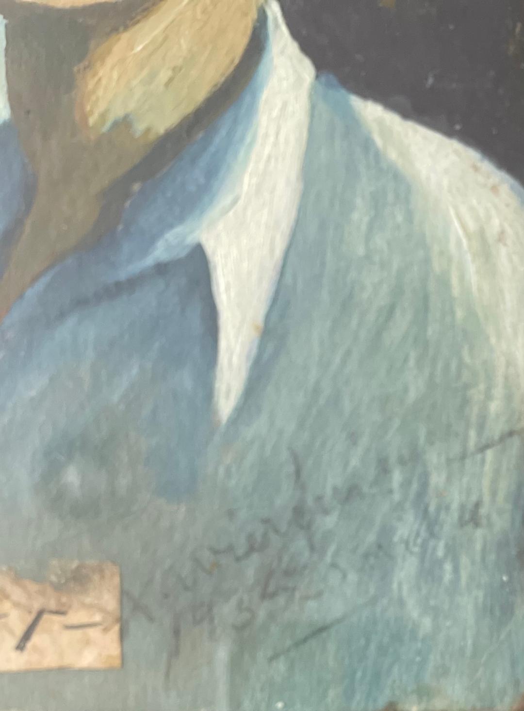 Xavier Amiama (1910-Haiti 1969) 8.75"x6.5" UNTITLED 1935 Colored Crayon Ink on Paper Drawing Framed #36-3-96MFN