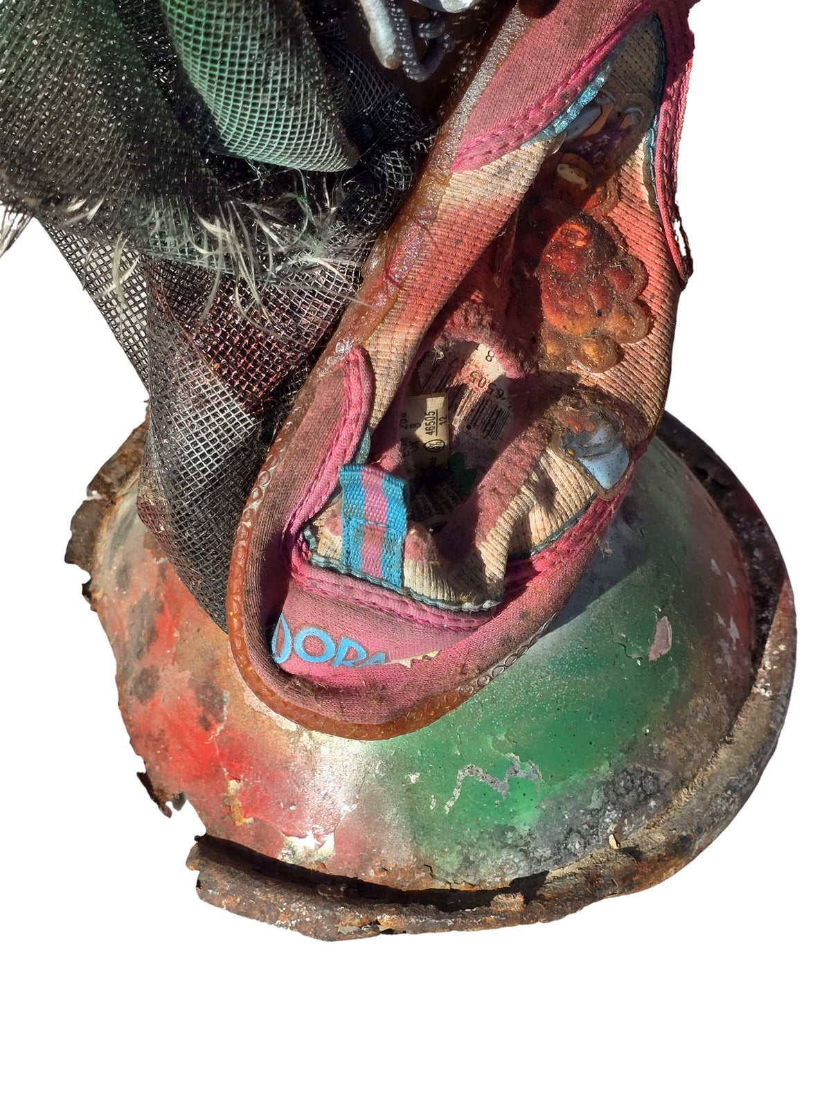 André Eugène 22"x7.5" Bawon Simityè Mixed Media Sculpture on Recycled Material #2HK