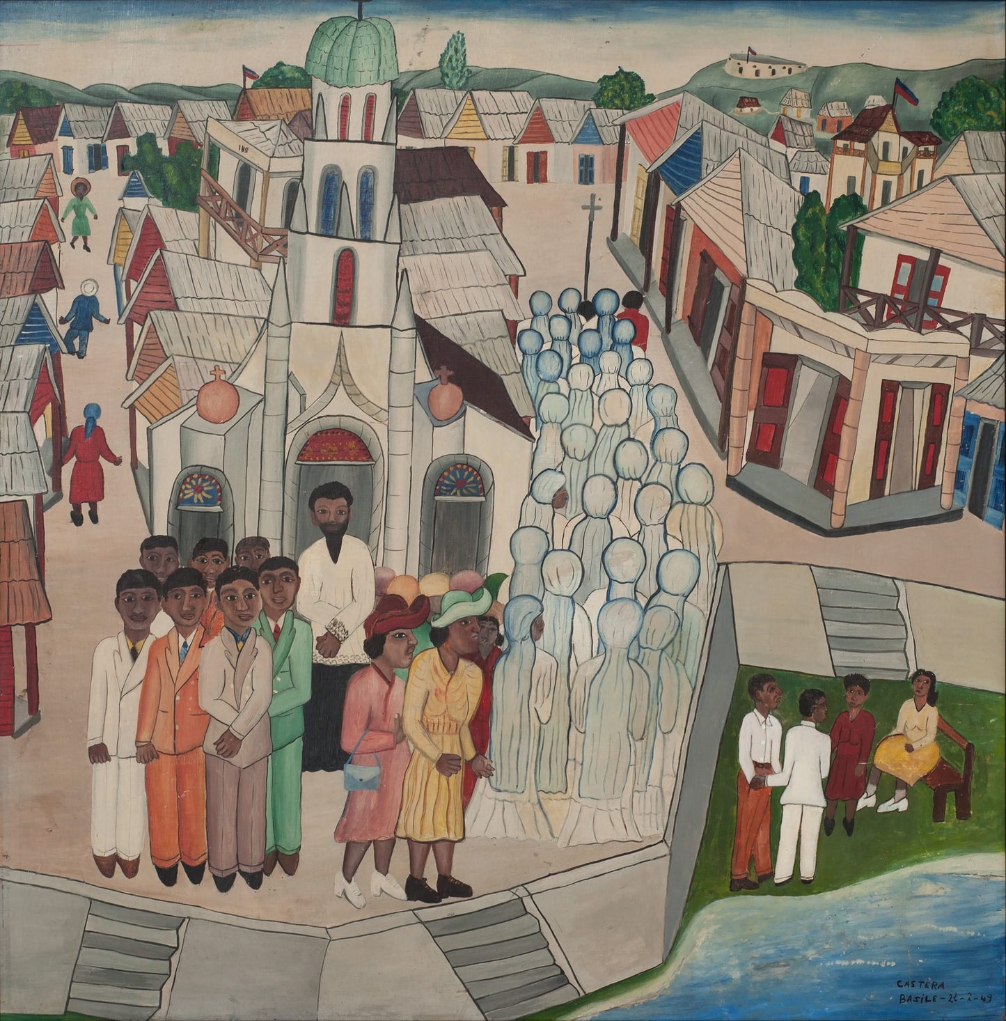 Castera Bazile (1923-1966) 24.50"x24" Le Mariage 1949 Huile sur Masonite #3-3-96GSN-HA - Fondation Marie & Georges S. Nader