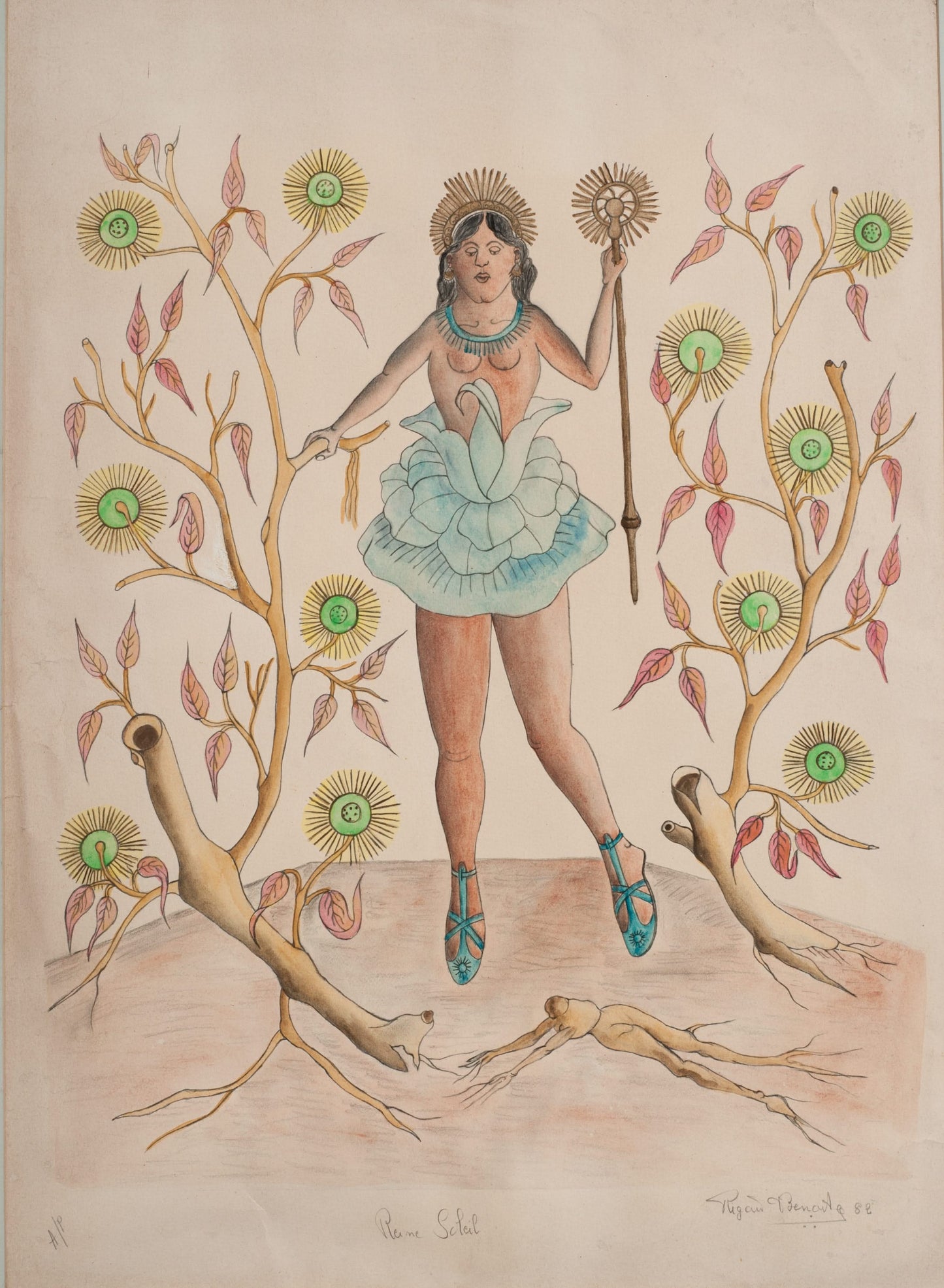 Rigaud Benoit (1911-1986) 30"x22" Reine Soleil 1982 Colored Artist's Proof On Paper #11/11GSN-Fondation Marie & Georges S. Nader