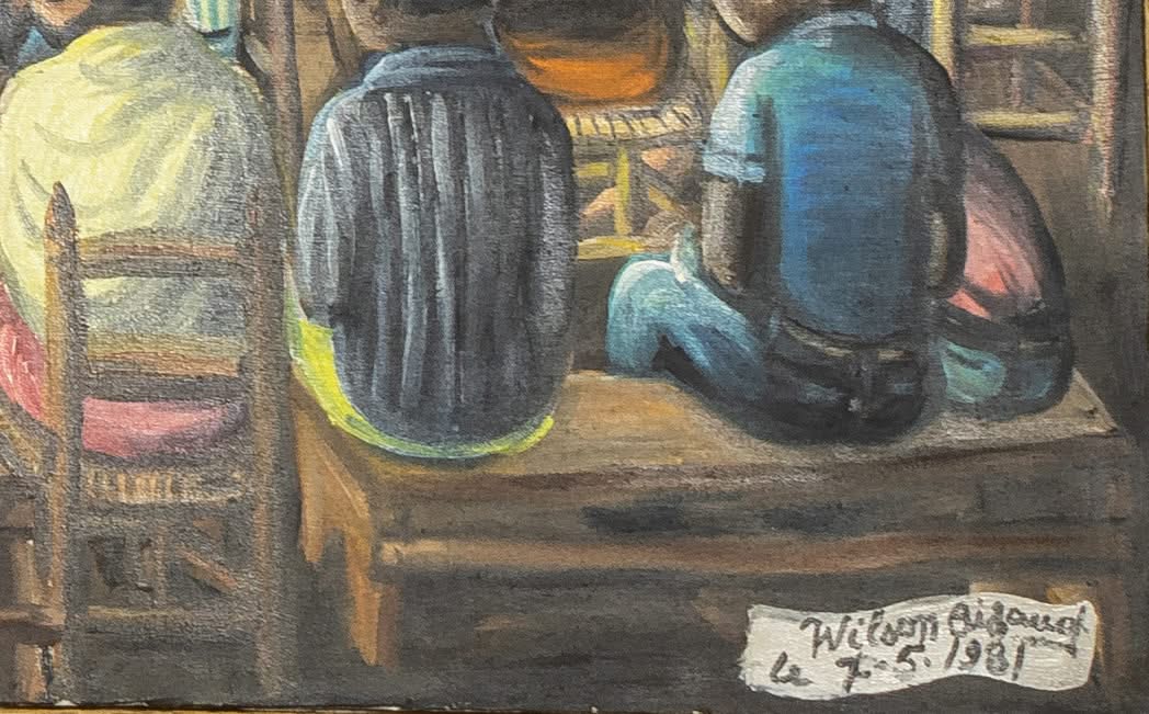 Wilson Bigaud (Haitian, 1931-2010) 37.75"x47.75" The Funeral 1981 Oil on Canvas Framed Painting #21SS