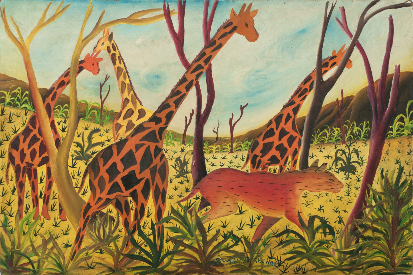 Smith Blanchard 16"x24" La Jungle 1972 Huile sur carton #9-3-96GSN-Fondation Marie & Georges S. Nader