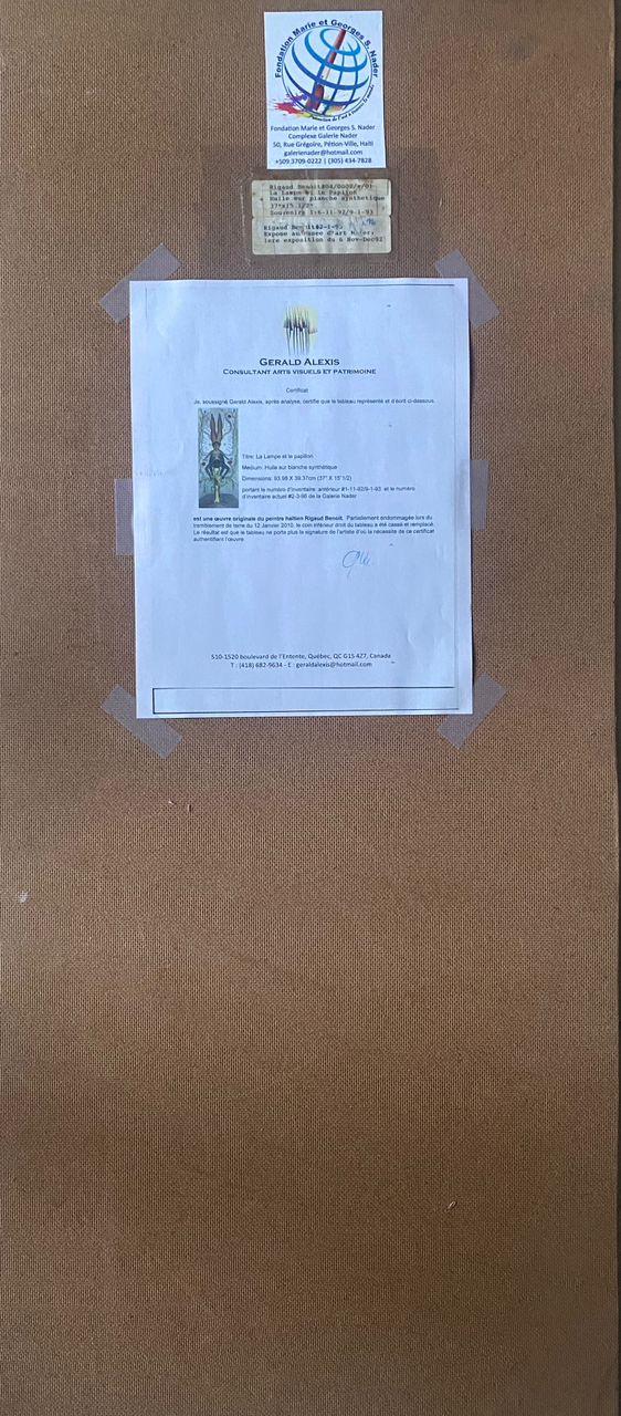 COA Document taped to a brown surface with a logo in the corner