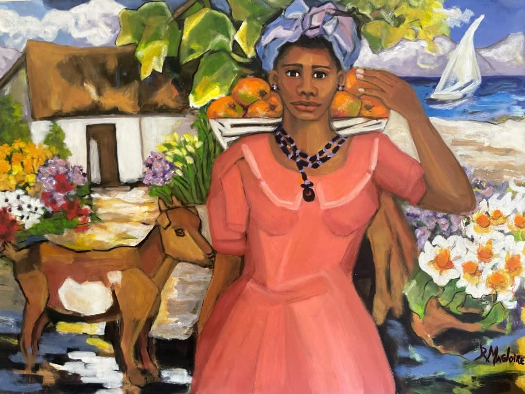 Rolande Magloire 35"X47" Choucoune 2023 Peinture à l'huile sur toile #10RM