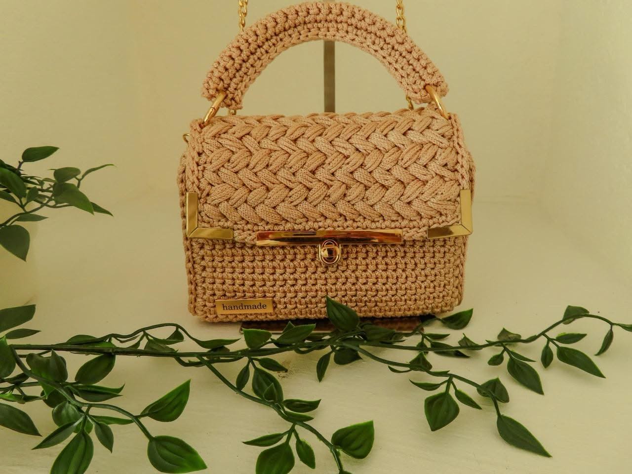 "Classic" by Lady Katrina Crochet 7.5" x 4.75" (19 x12 cm) Small Gold Yellow Handbag Made in Haiti #KATRINA#6