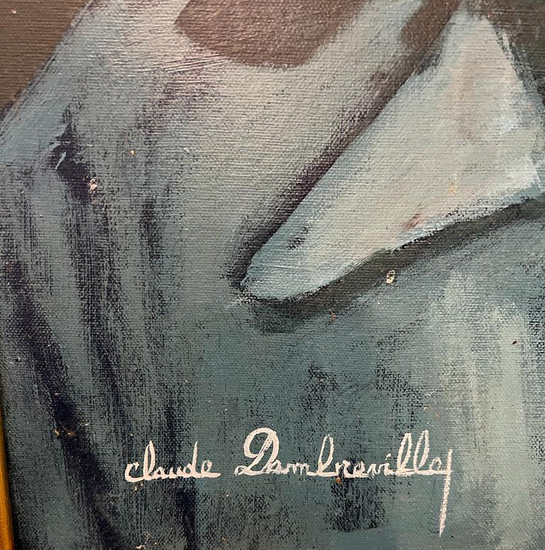 Claude Dambreville (1934-2021) 24"x20" Man with a Hat & Pipe Acrylic on Canvas #1BA