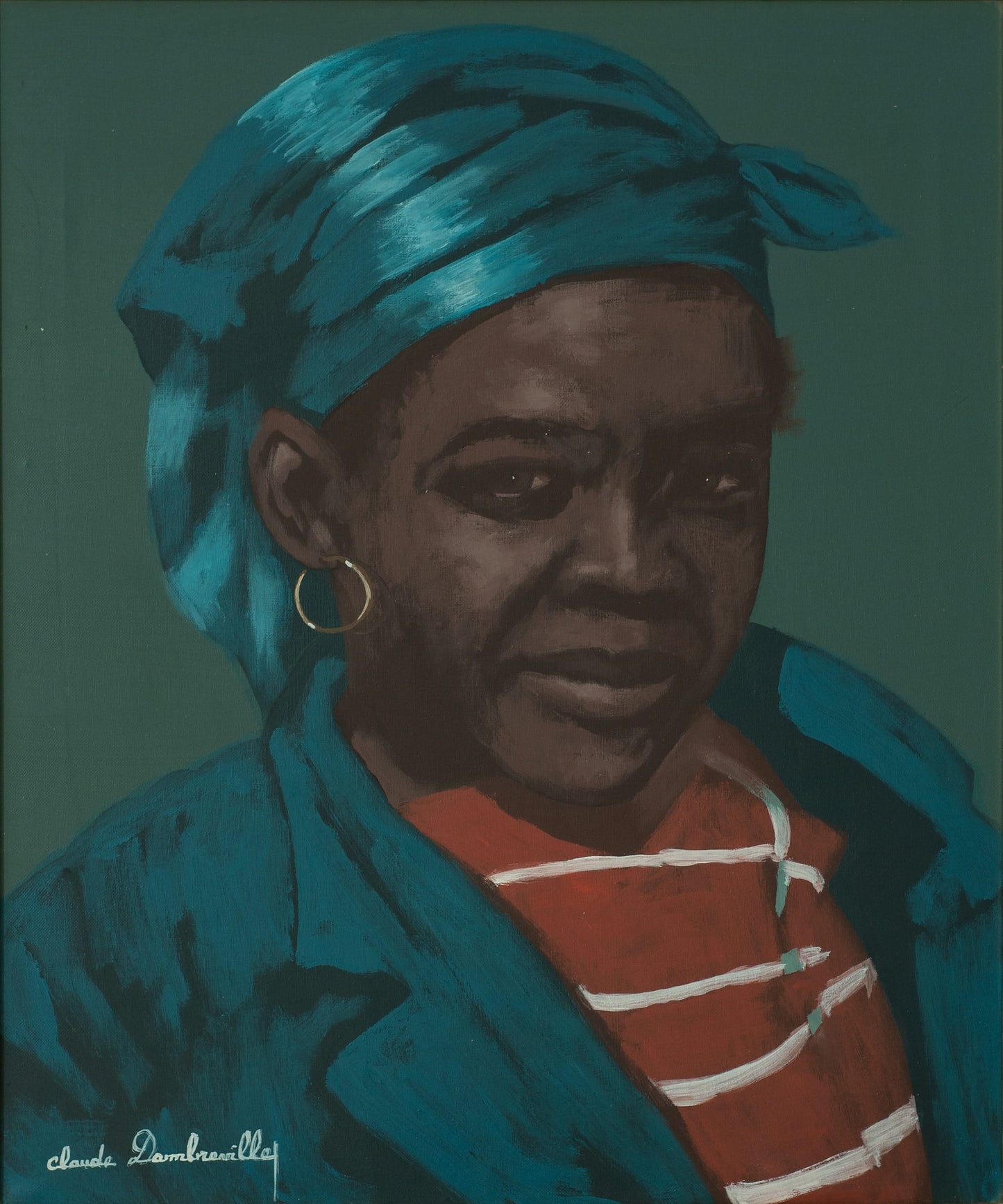 Claude Dambreville (1934-2021) 24"x20" Portrait d'une femme noire 1997 Acrylique sur toile Peinture- Fondation Marie & Georges S. Nader #58-3-96GSN