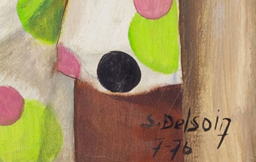 Sterne Delsoin 24"x16" Fruit Seller 1976 Oil on Canvas Framed Painting #27SS