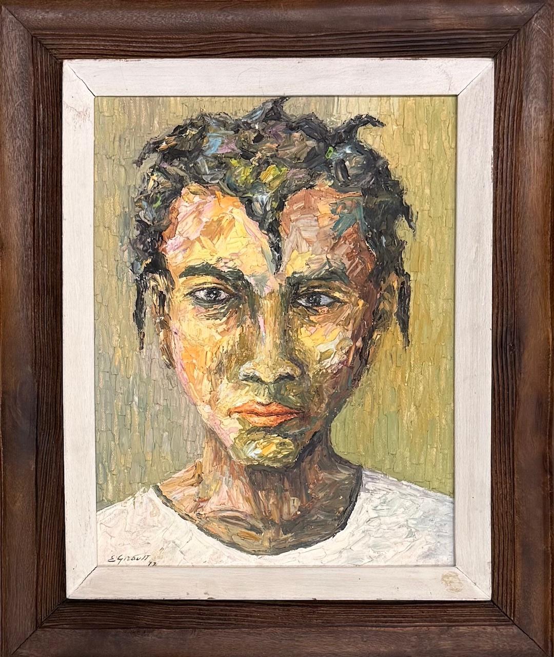 Eric Girault (Haitiano, n. 1937) "Chica desnuda" Óleo enmarcado sobre lienzo Pintura enmarcada 28"h X 22"w #1GSN-NY