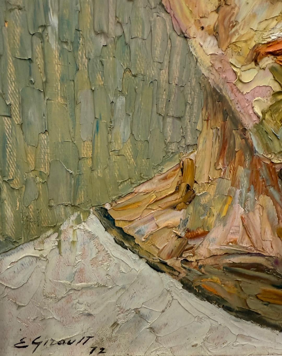 Eric Girault (Haitiano, n. 1937) "Chica desnuda" Óleo enmarcado sobre lienzo Pintura enmarcada 28"h X 22"w #1GSN-NY