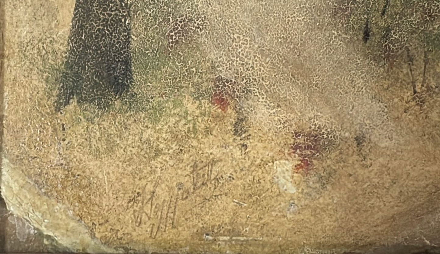 Hector Hyppolite (1894-1948) 18 ⅜"x22 ½" Colonial House (House Party) c1947 Oil on Cardboard Painting #1-3-96GSN-HA-Published-Family Collection of Marie & Georges S Nader