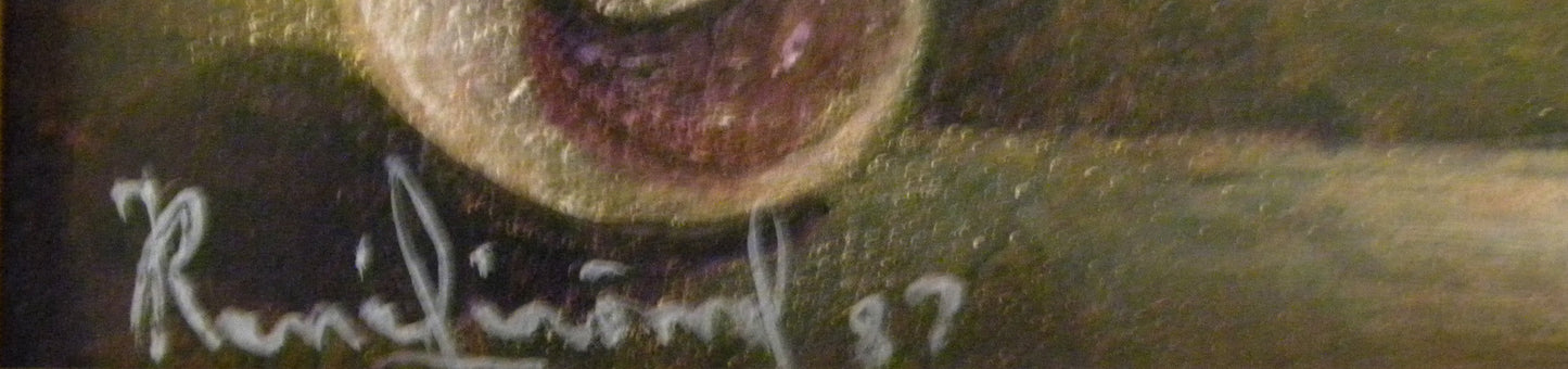 Jean-René Jérôme (1942-1991) 15.5" x 4.5" Dreamlike Woman with Nautilus Shell 1987 Acrylic on Canvas Unframed Painting #3CU