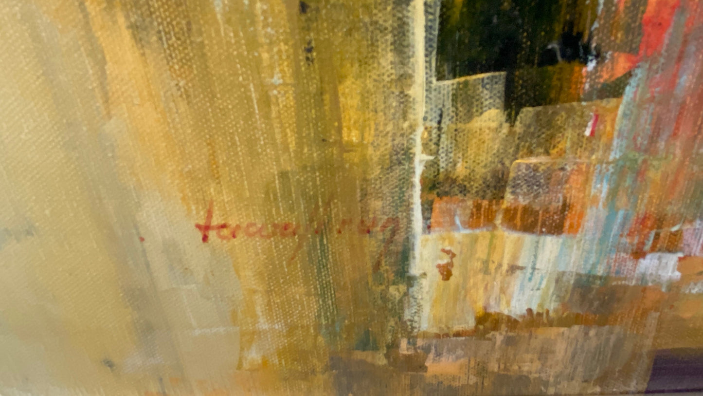 Jacques Valbrun (Haitian, 1938-1992) 30"x40" Abstract Nautical Acrylic on Canvas Painting #2-SM