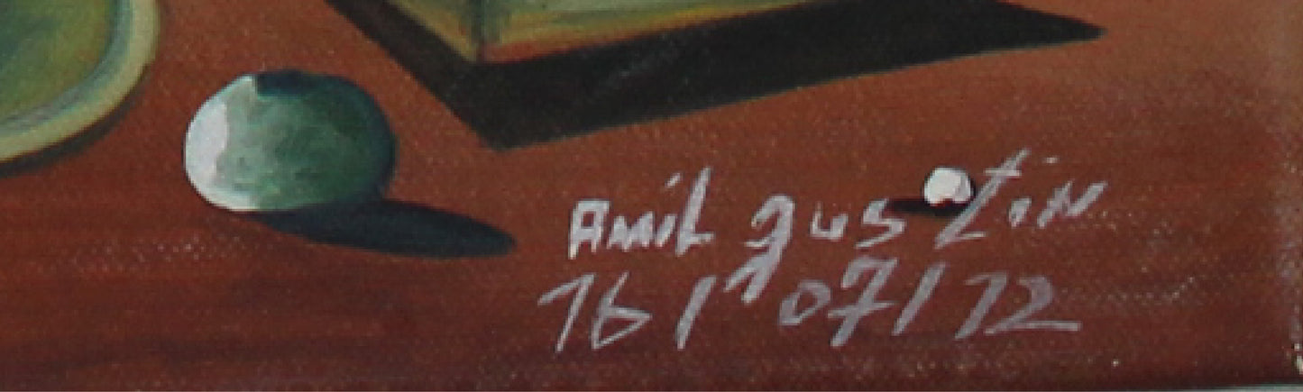 Jean Amil Augustin 22.84"x22.84" Village by the Water 2012 Oil on Canvas Unframed Painting #6CFS