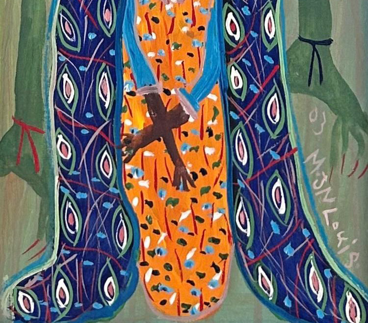 Maxan Jean Louis 40"x10" Hierarchical Spirits 2003 Acrylic on Canvas Painting #2AK