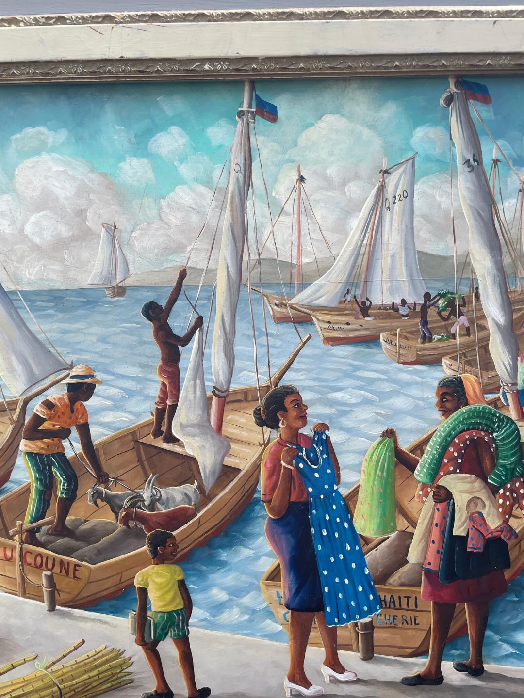 Andre Normil (1934-2014) 20"x30" Marine c1960 Óleo sobre Masonite #1GSN-NY
