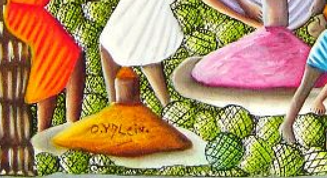 Oswald Valcin 24"x16" Escena de mercado Óleo sobre lienzo #7-3-96MFN