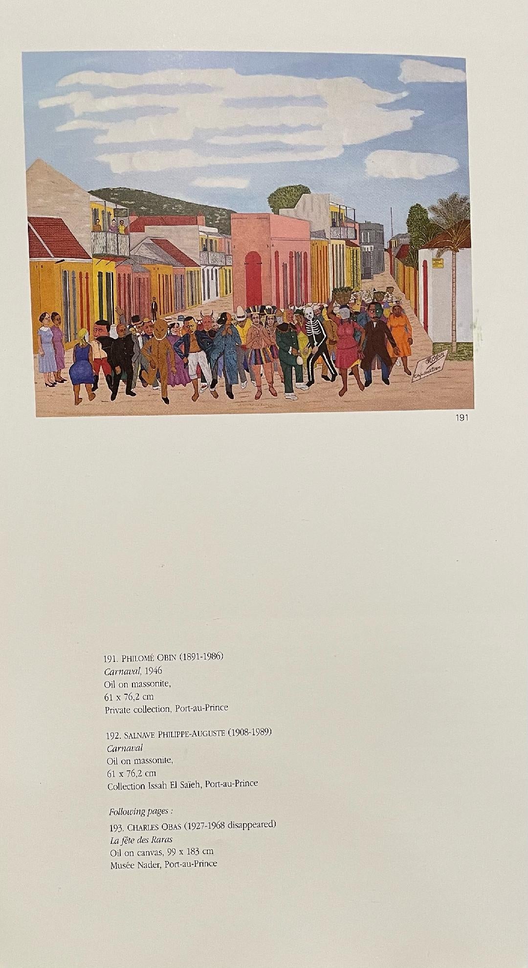 Philome Obin (1891-1986) 24"x30" Carnaval #15-3-96GSN-HA Óleo sobre tabla