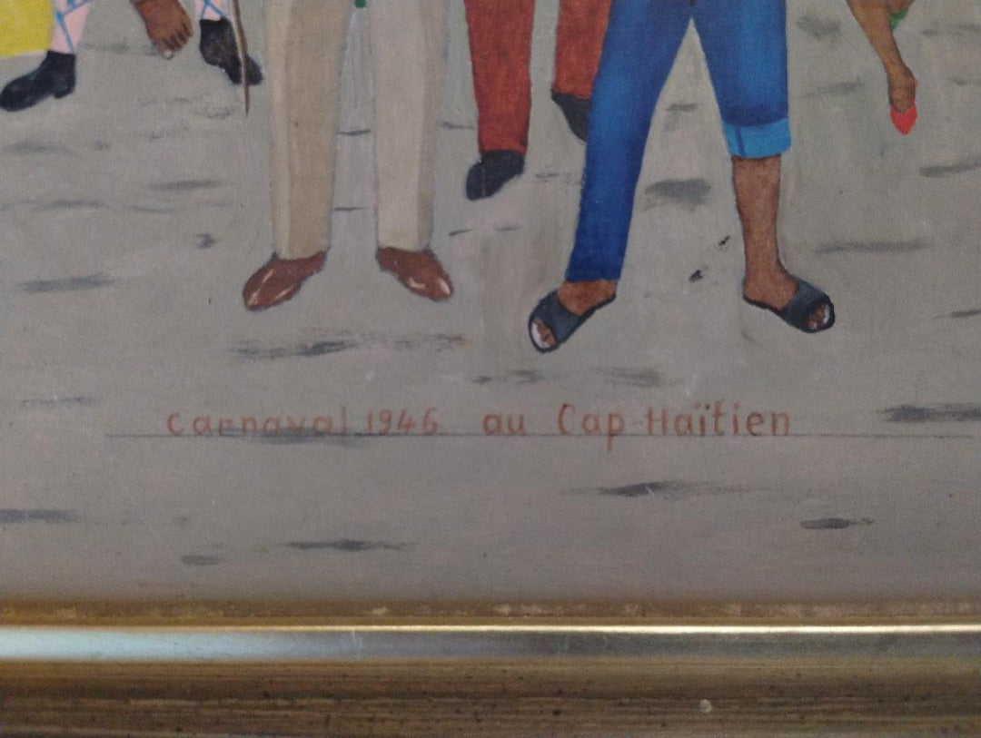 Philome Obin (1891-1986) 20"x24" Carnaval 1946 au Cap Haitien Oil on Board Painting Framed #1RR