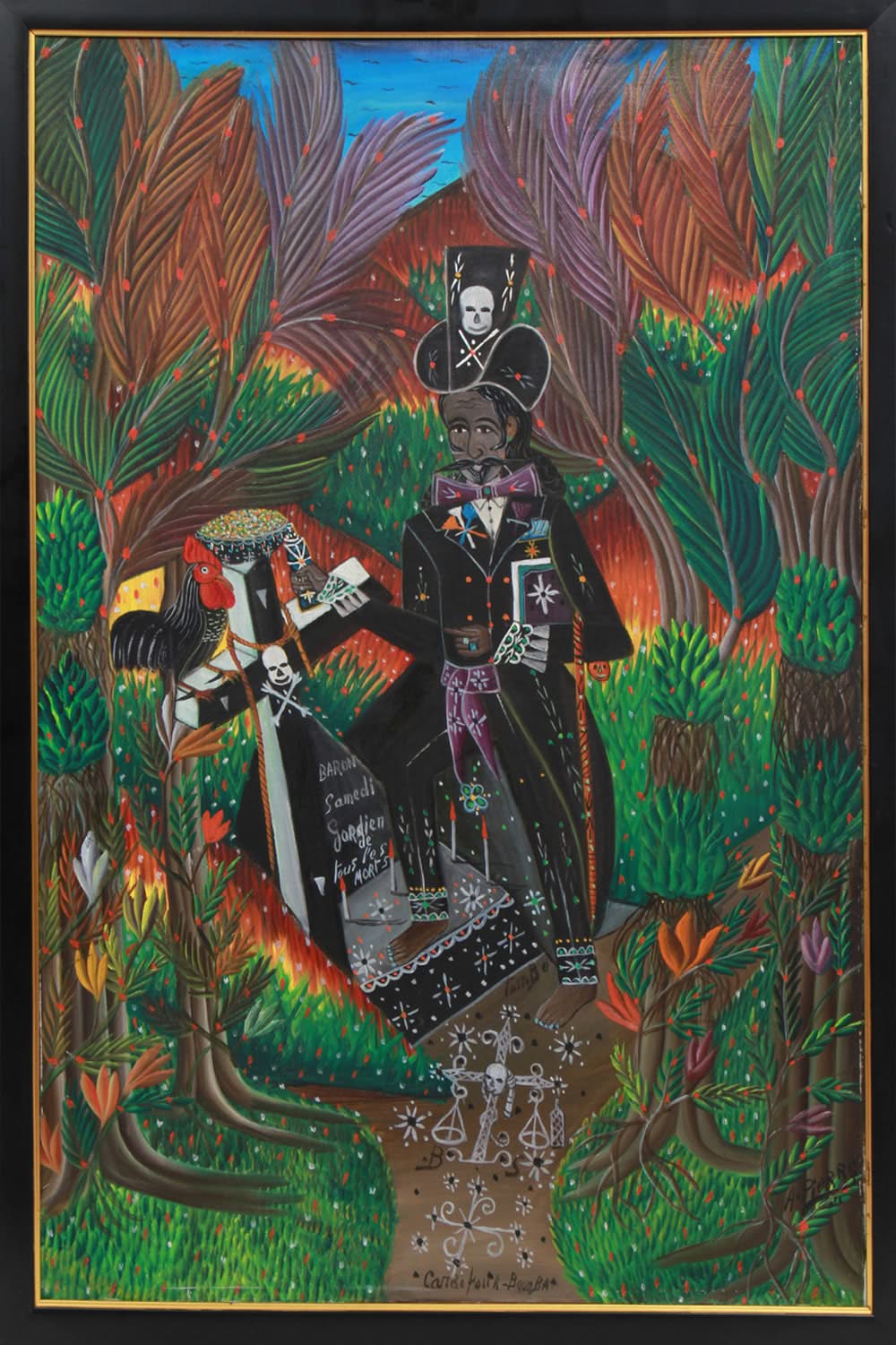 André Pierre (1914-2005) 30"x20" Baron Samedi 1982 Huile sur toile #13-2-96MFN