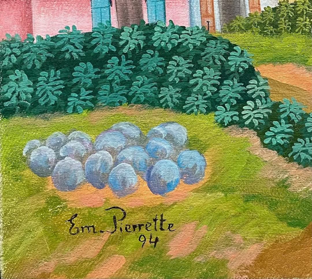 Emmanuel Pierrette 16"x20 » Au marché 1994 Huile sur toile #2-3-95MFN