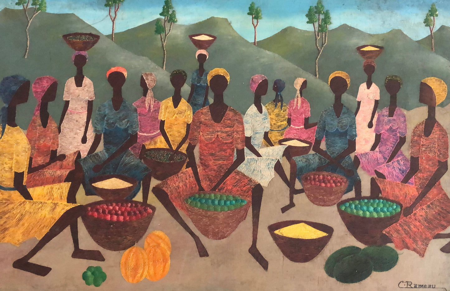 Rameau Cameau 24"x16" Sellers c1970 Oil on Board Unframed Painting #1YN