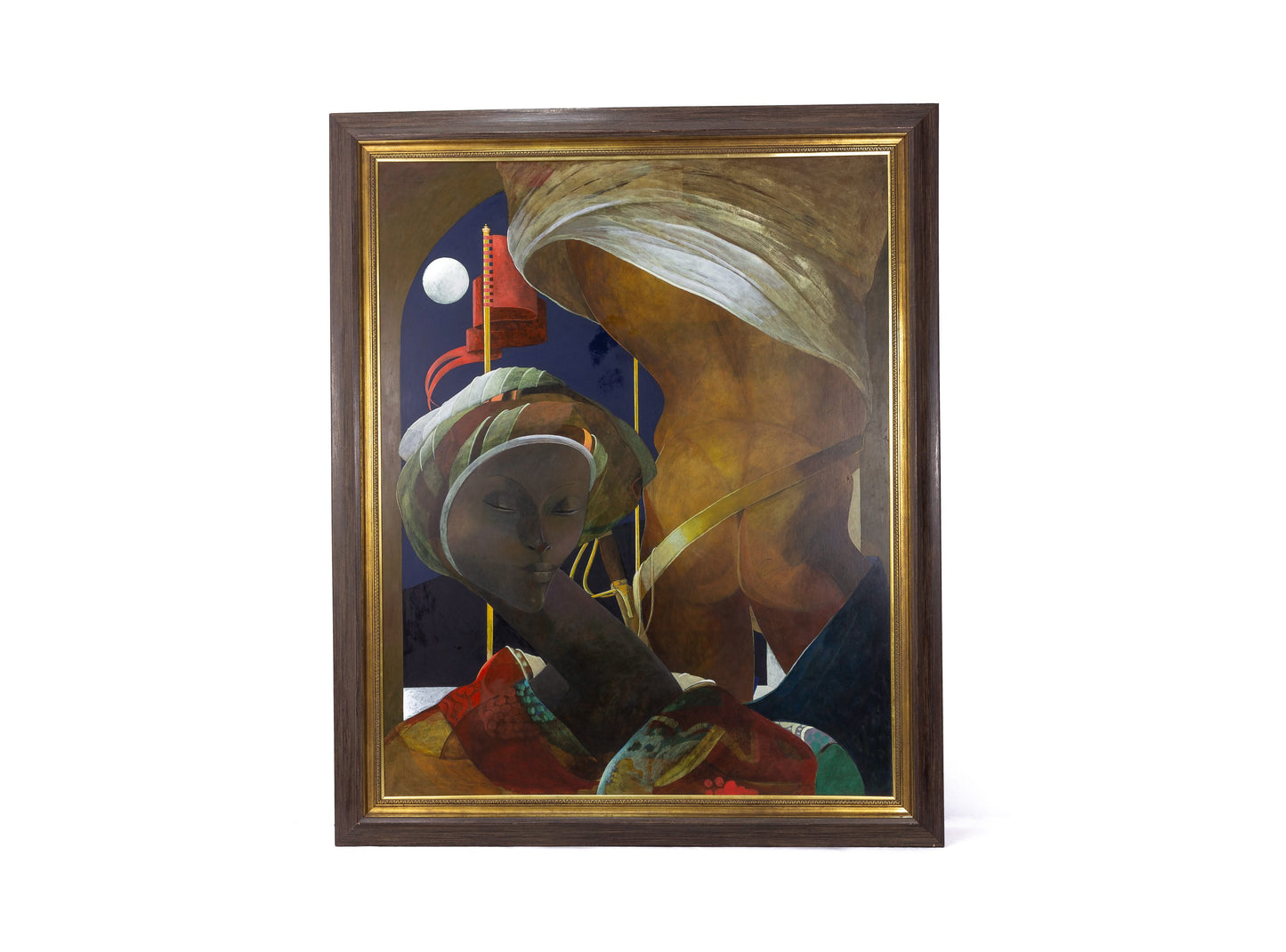 Bernard Sejourne (1947-1994) 60"x48" La Muse 1981 Acrylique sur carton Peinture encadrée #24SS