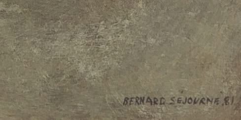 Bernard Sejourne (1947-1994) 47 ½" x 47 ½" Orchidées blanches 1981 Acrylique sur carton Peinture encadrée #26SS