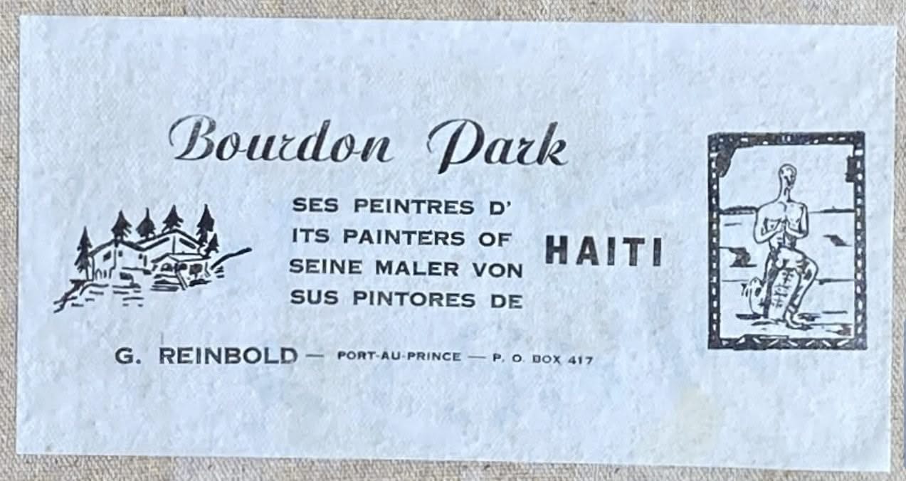 Félix Jean (Haïtien, 1929-1978) 20"x16" Street Rara c1970 Huile sur carton Peinture encadrée #1VL