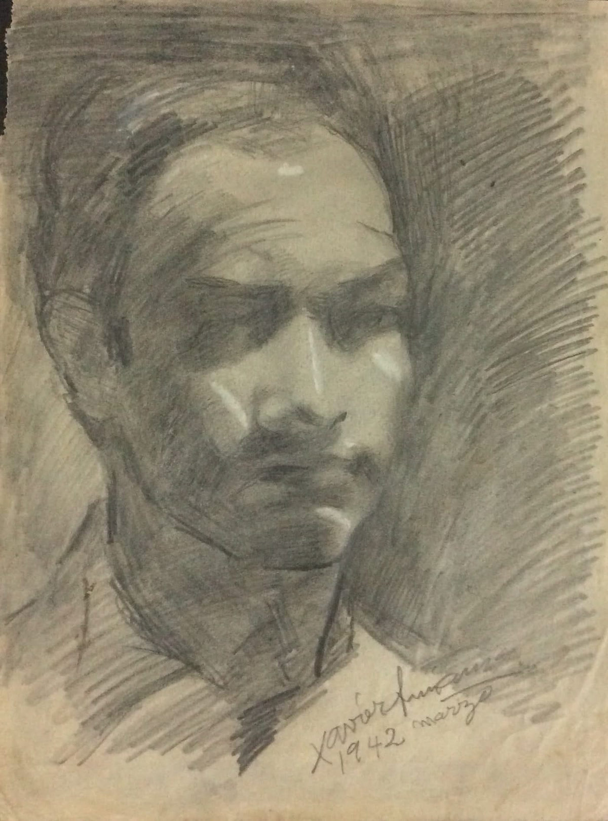 Xavier Amiama (1910-Haïti 1969)10"x 8" SANS TITRE 1942 Crayon Encre sur Papier Dessin #10MFN