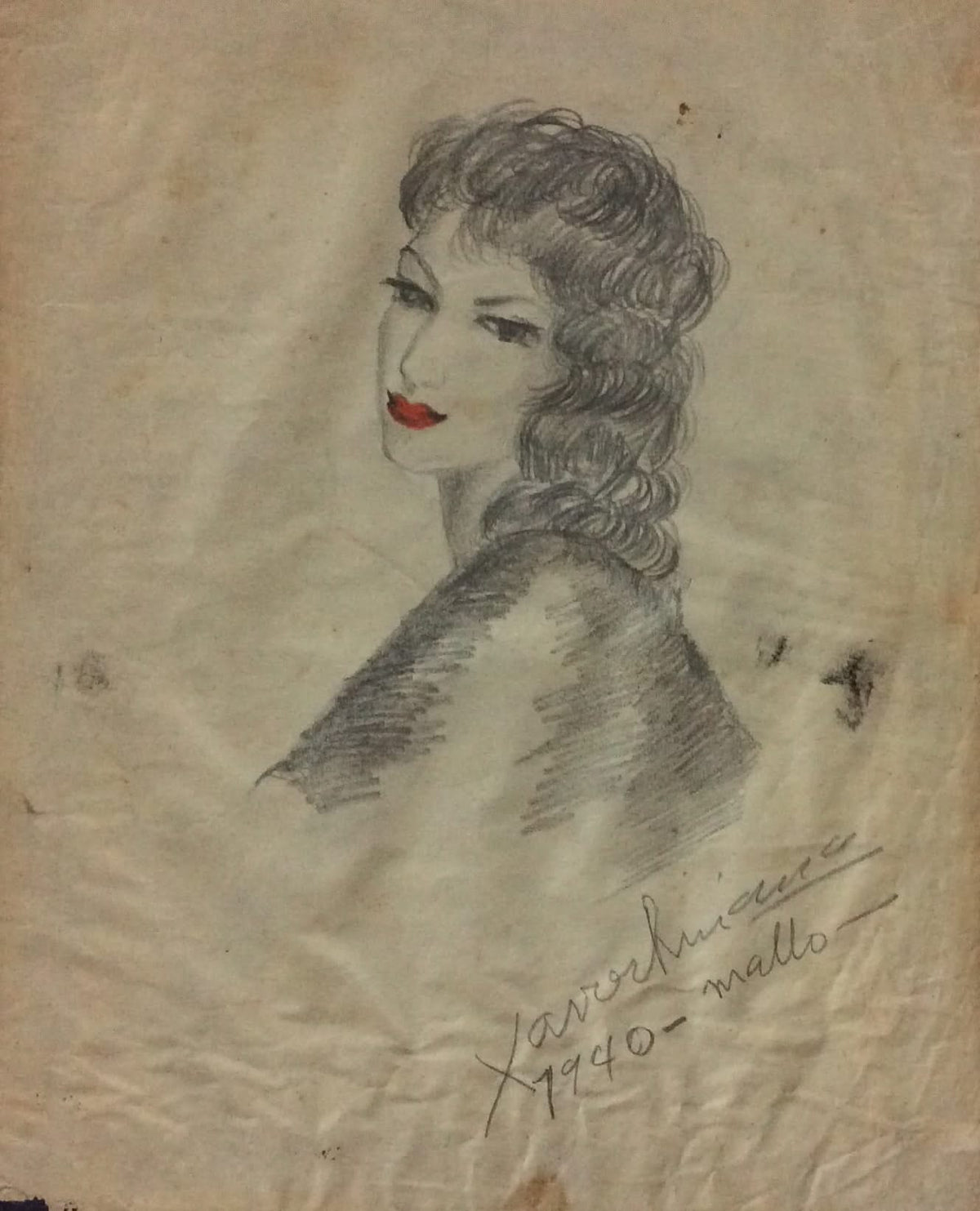 Xavier Amiama (1910-Haïti 1969) 9,5"x 8" SANS TITRE 1940 Crayon Encre sur Papier Dessin #11MFN