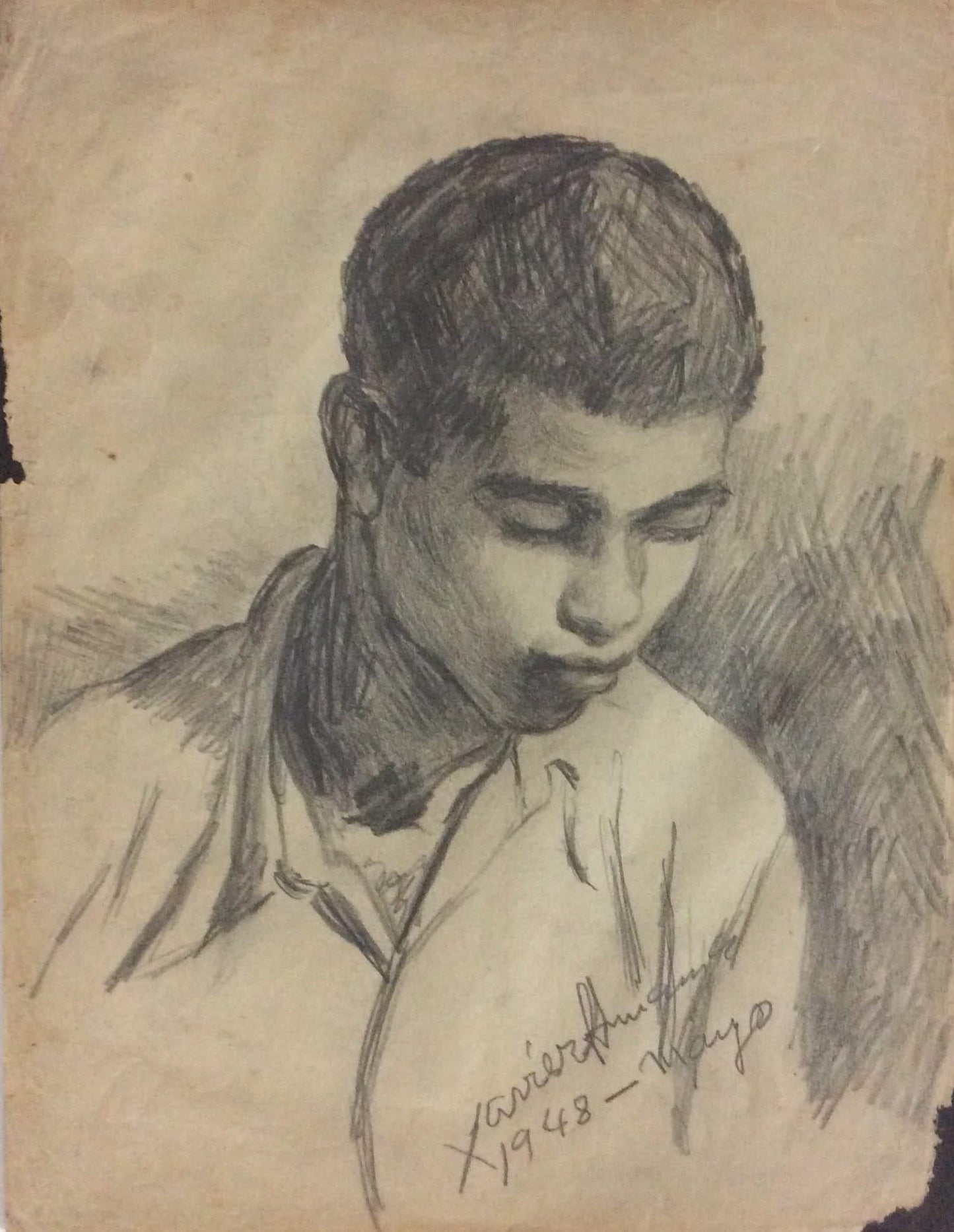 Xavier Amiama (1910-Haiti 1969) 11"x8.5" UNTITLED 1948 Crayon Ink on Paper Drawing #16MFN