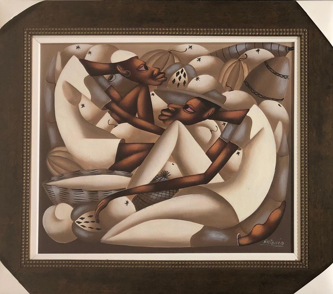Antonio 20"x24" Comerciantes Óleo sobre lienzo Enmarcado #1FC