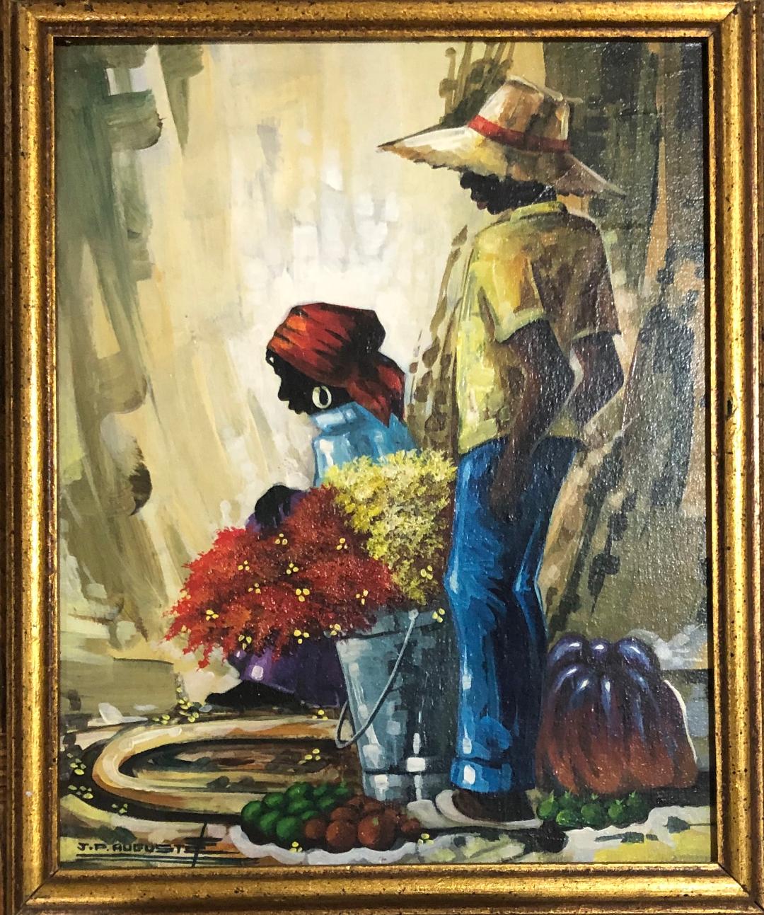 Jean Pierre Auguste 10"x8" Comerciantes 1996 Acrílico sobre lienzo #6FC