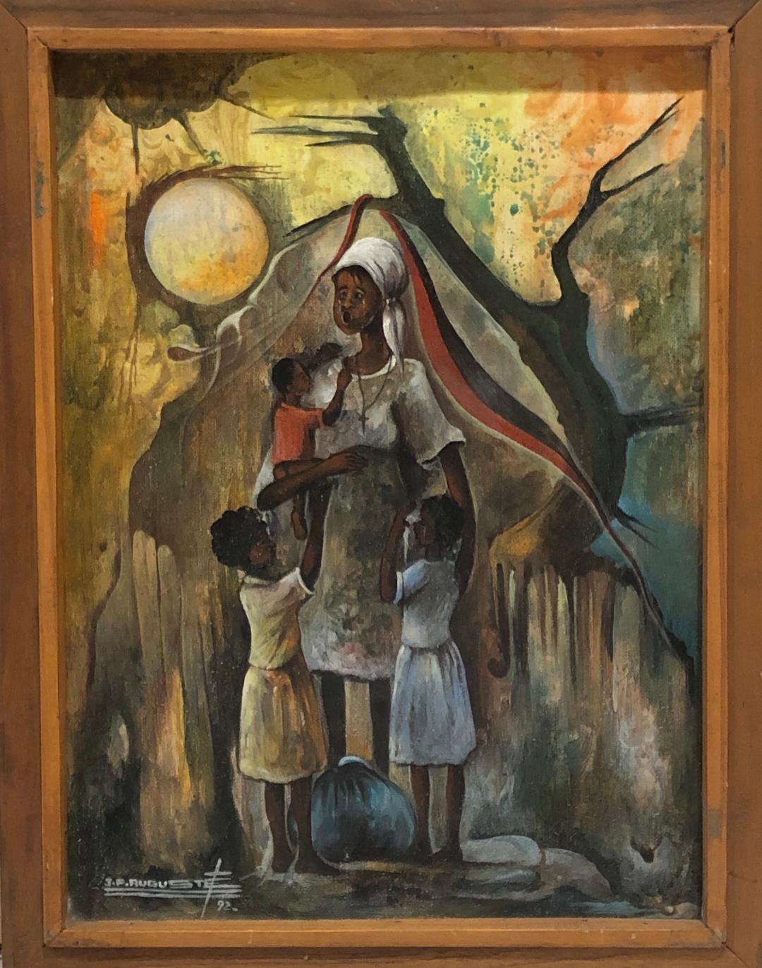 Jean Pierre Auguste 16"x12" Misere Malere/ Misery 1992 Óleo sobre lienzo Enmarcado #1FC