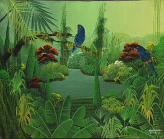 Albott Bonhomme 20"x24" Dos pájaros azules 2014 Acrílico sobre lienzo #11MFN