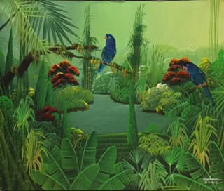 Albott Bonhomme 20"x24" Deux oiseaux bleus 2014 Acrylique sur toile #11MFN
