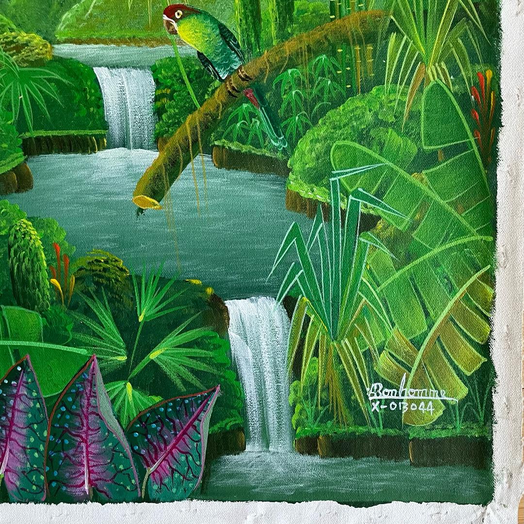 Albott Bonhomme 20"x24" Three Birds & Cascades 2022 Acrylic on Canvas Painting #19MFN