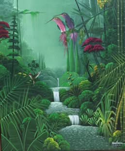 Albott Bonhomme 24"x20" Le couple et un oiseau 2014 Acrylique sur toile #9MFN