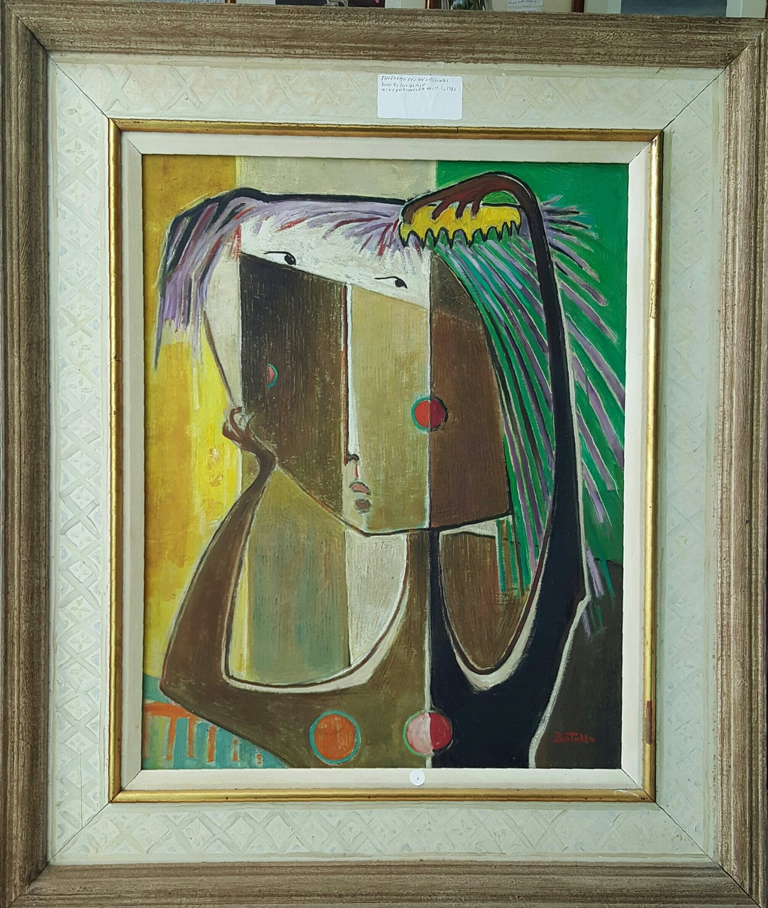 Angel Botello (1913-1986) 30"x24" El estudio Óleo sobre masonita Enmarcado#1-3-96GSN-NY