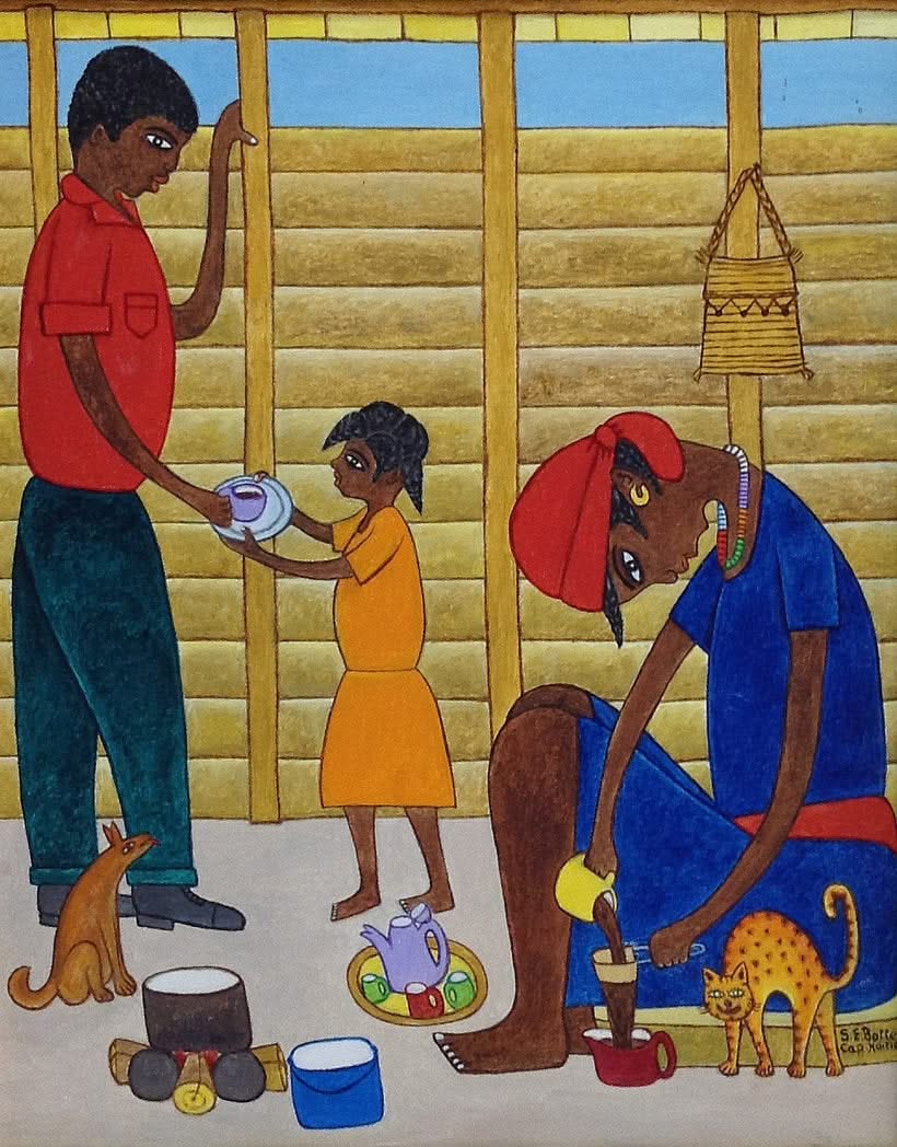 Seymour Bottex 16"x20" Coffee Time Oil on Masonite #2901-GN-HA