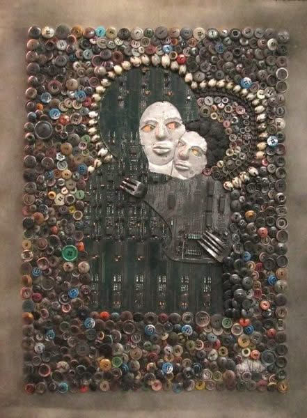 David Boyer 24"x20" Erzulie & Her Child 2017 Enfant Technique mixte sur toile #2JH-HA