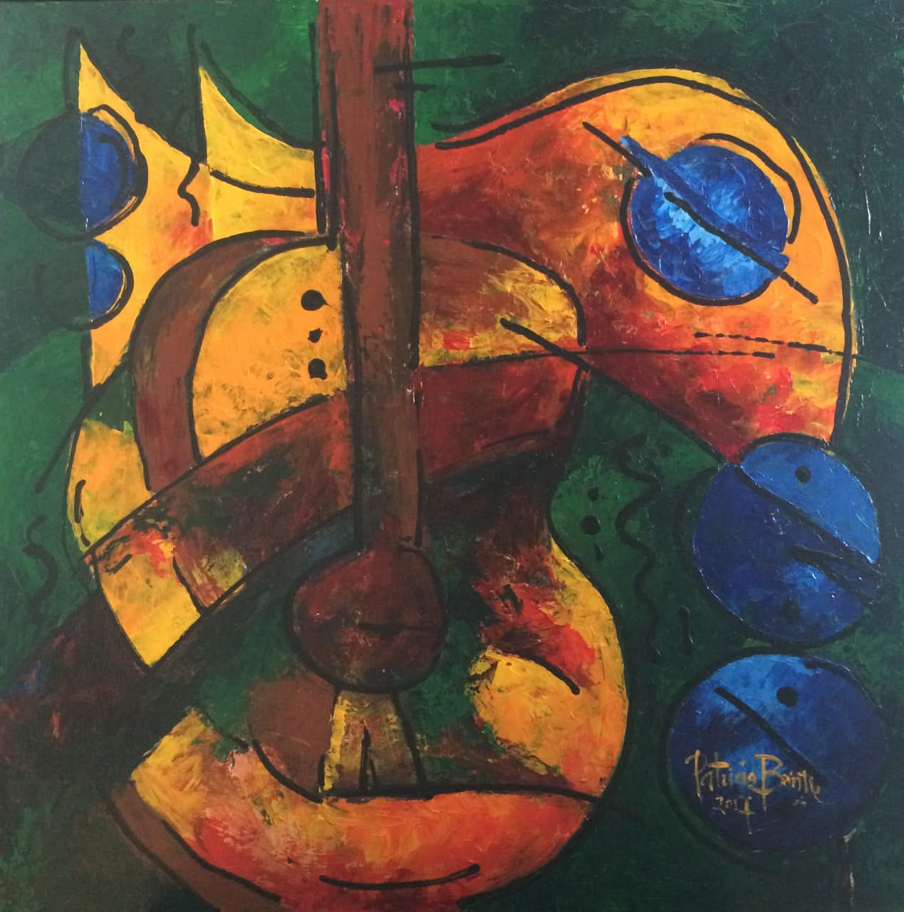 Patricia Brintle 24"x24" Bouillonnant avec Jazz 2017 Acrylique sur Masonite #1PB