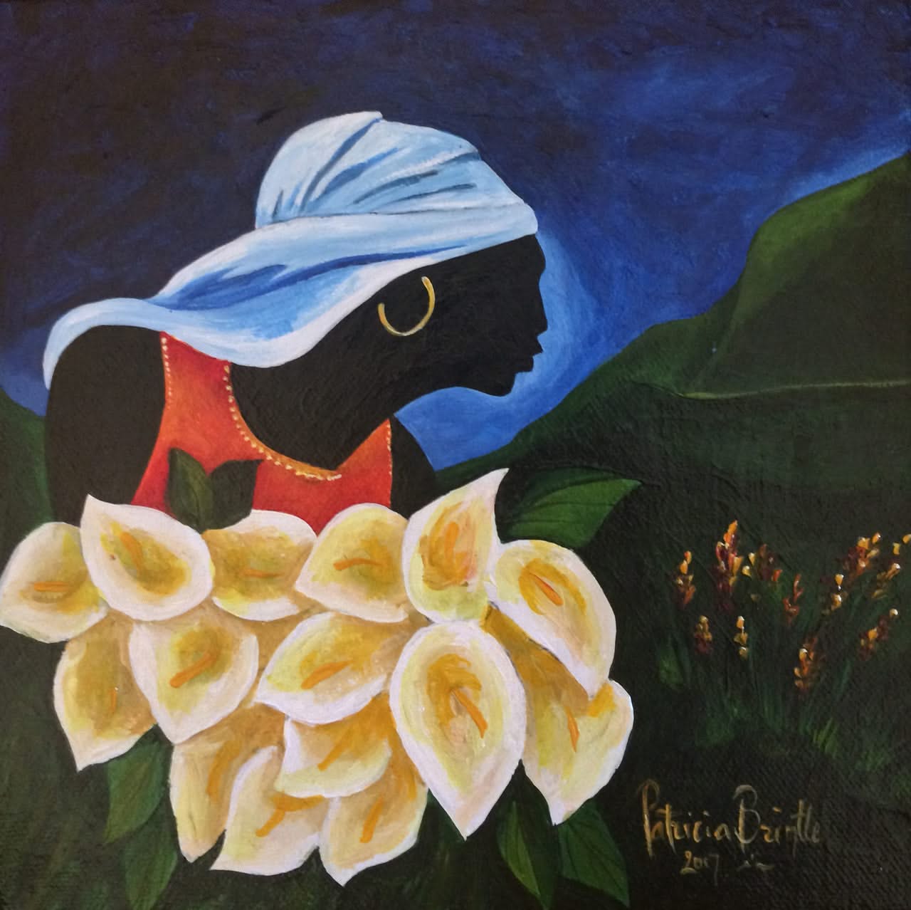 Patricia Brintle 8"x8 » Caroline 2017 Acrylique sur toile #2PB