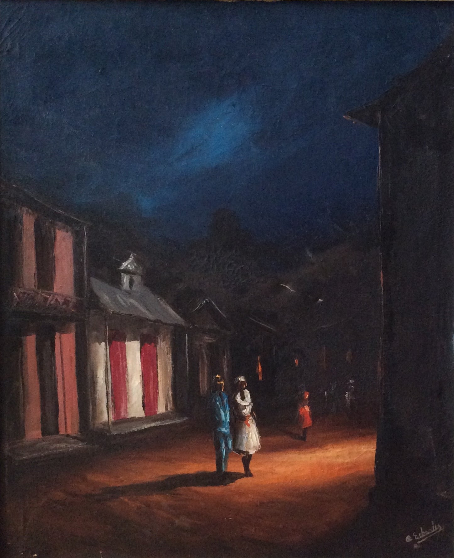 Etzer Charles (1945-2021) 24"x20" The Promenade 1975 Óleo sobre lienzo #2-2-95MFN
