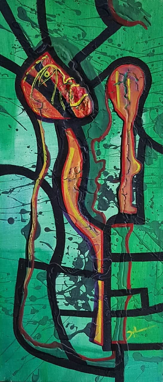Xavier Dalencour 27"x12" Delire 2012 Technique mixte sur toile #1JN-HA