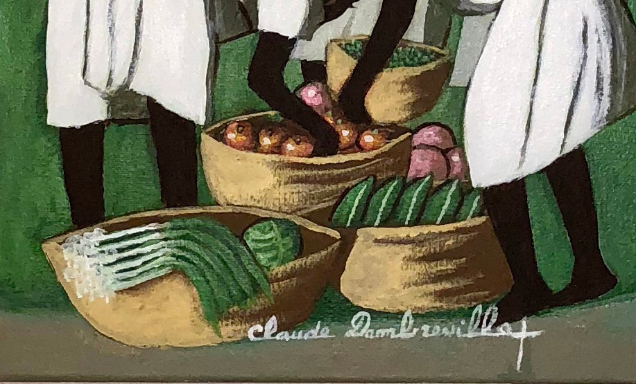Claude Dambreville 16"x12" Good Market Day 2018 Acrílico sobre lienzo #12MFN