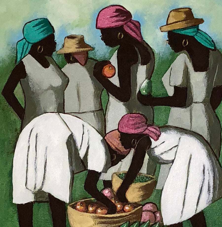 Claude Dambreville 16"x12" Good Market Day 2018 Acrílico sobre lienzo #12MFN